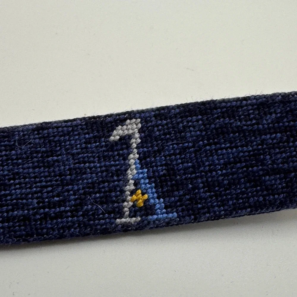 Smathers‎ & Branson Belt Mens 38 Blue Needlepoint Leather Alotian Golf Club